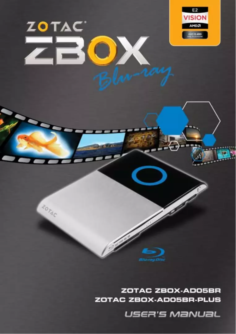 First page image of the manual for ZBOX Blu-ray AD05 PLUS