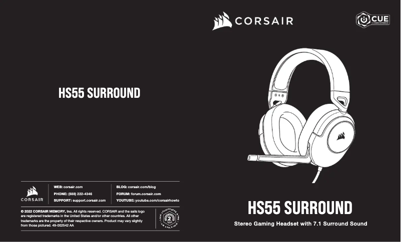 First page image of the manual for HS65 Surround