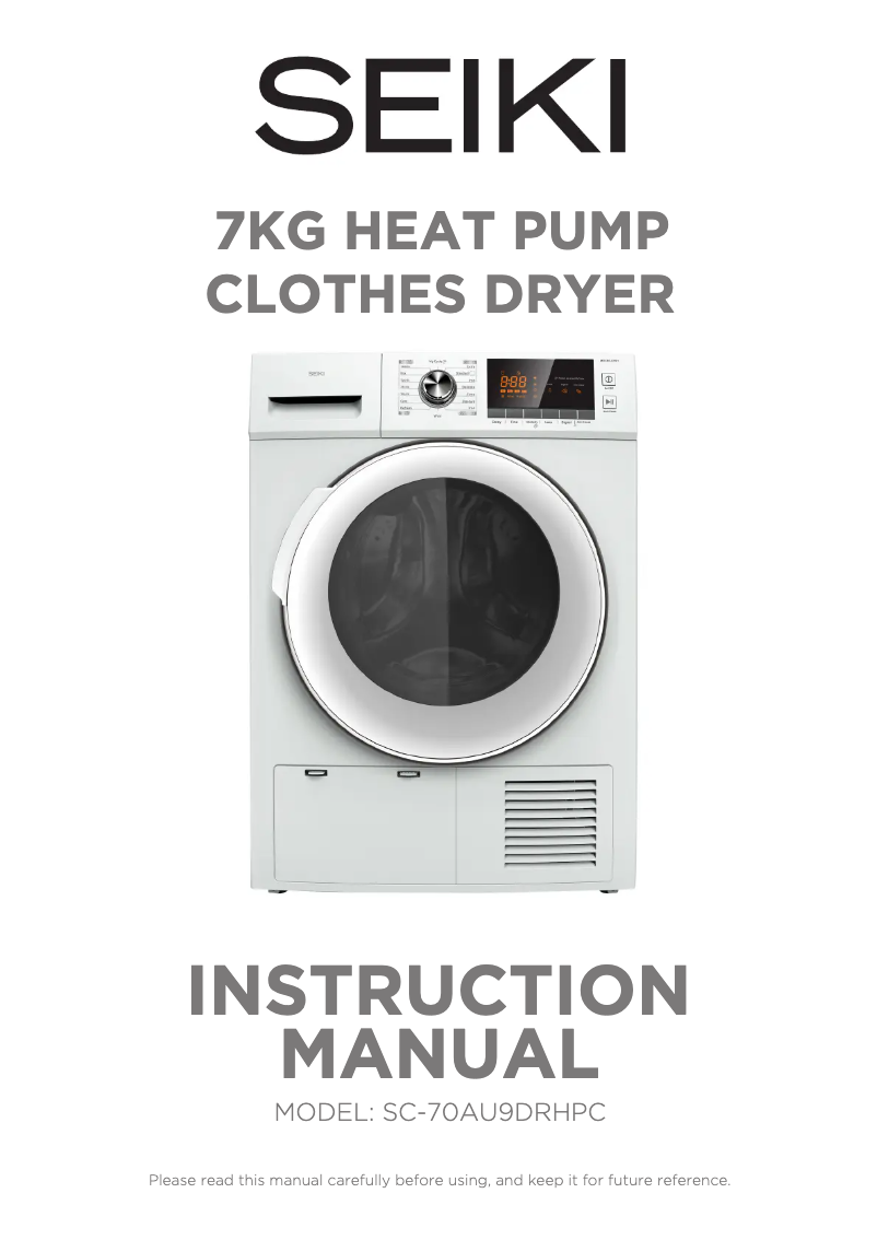 First page image of the manual for SC-70AU9DRHPC