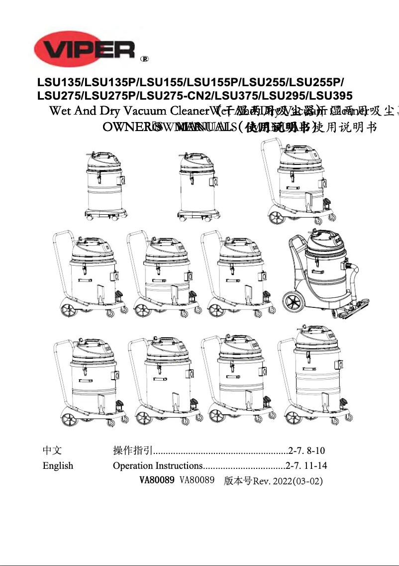Page 1 of the manual User Manual Nilfisk LSU275