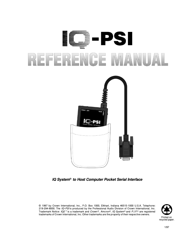 Page 1 of the manual User Manual Crown IQ-PSI