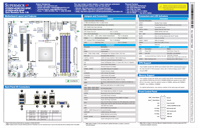 First page image of the manual for X12SDV-4C-SP6F