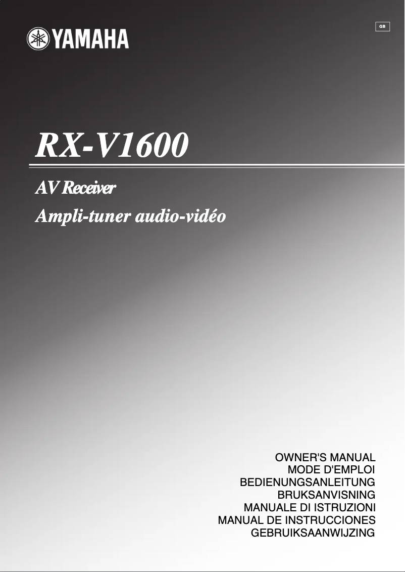 First page image of the manual for RX-V1600