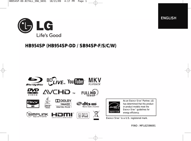 First page image of the manual for HB954SP-AP
