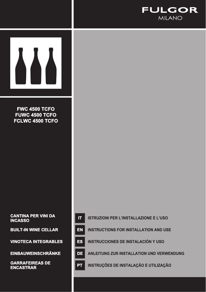 Page 1 of the manual User Manual Fulgor Milano FWC 4500 TC FO BK