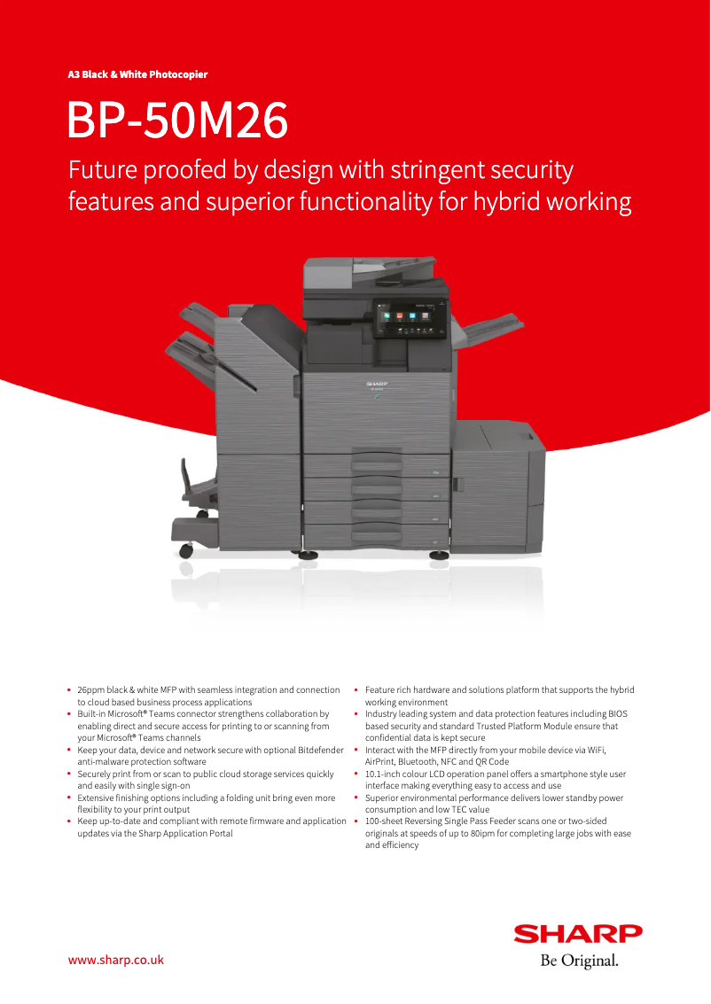 Page 1 of the manual Technical Sheet Sharp BP-50M26