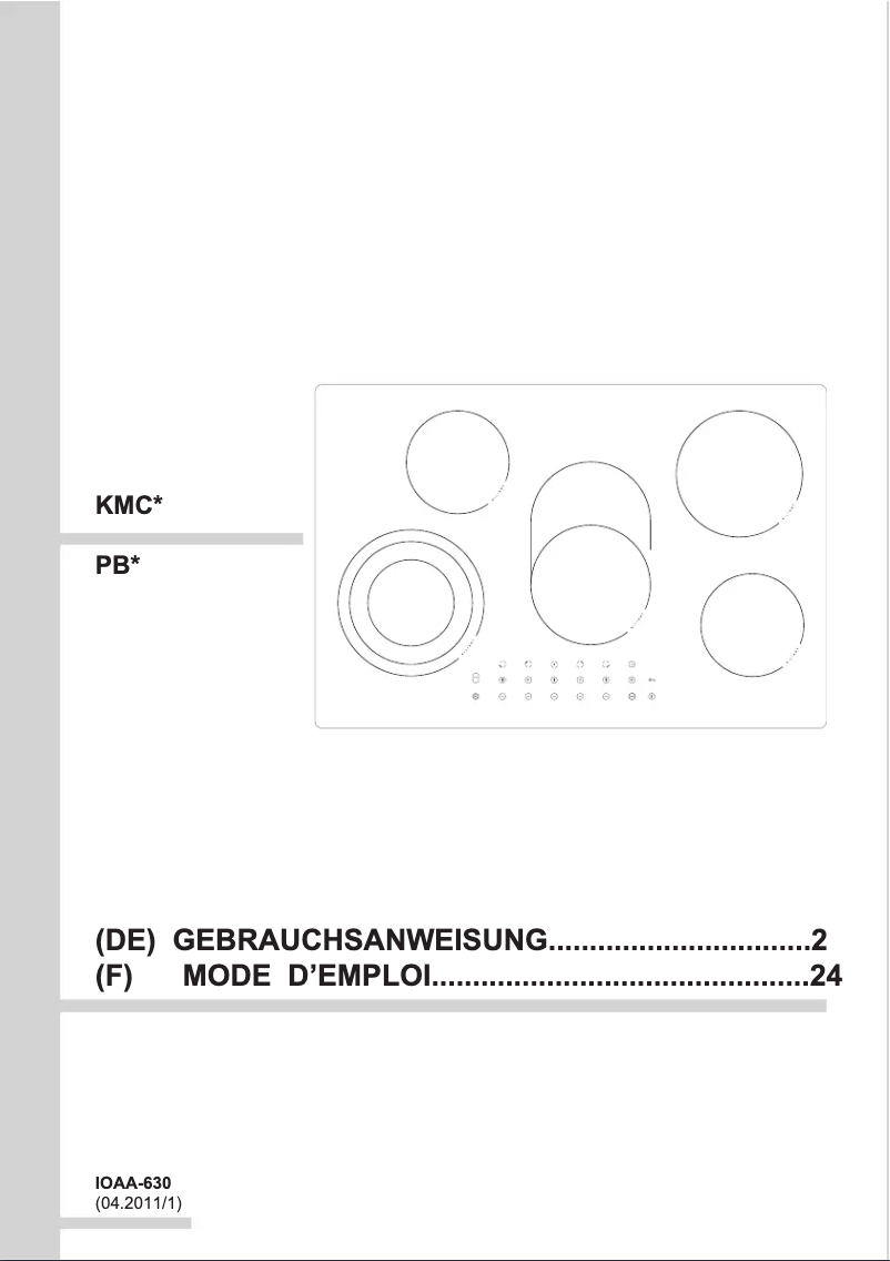 First page image of the manual for KMC 13287 F