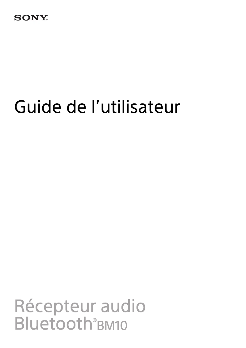 Page 1 of the manual User Manual Sony BM10