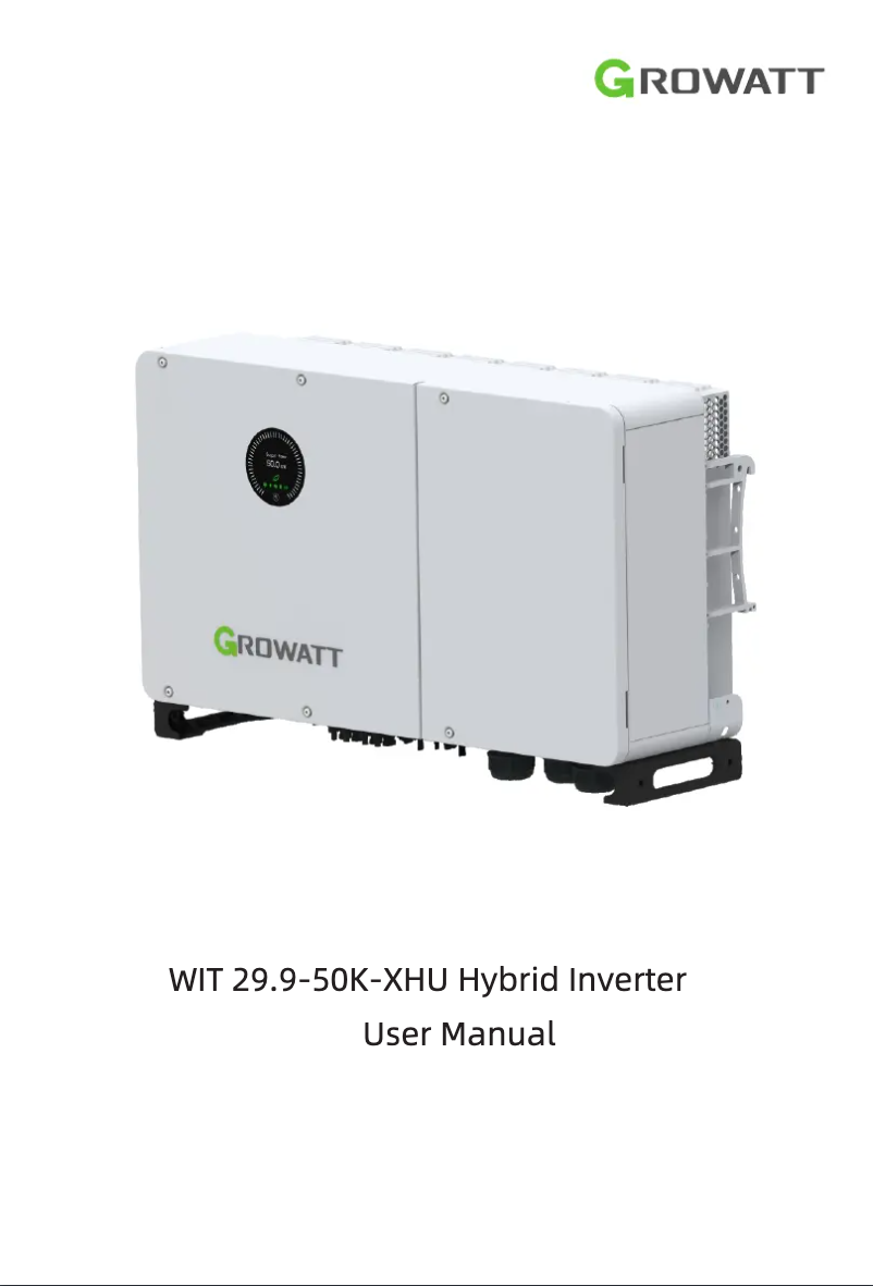 Page 1 of the manual User Manual Growatt WIT29.9-50K-XHU