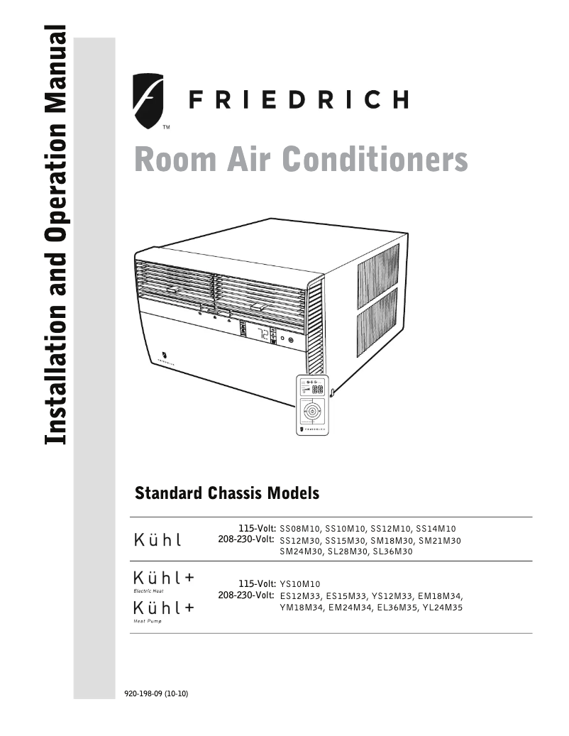 Page 1 of the manual User Manual Friedrich Kühl YS10M10