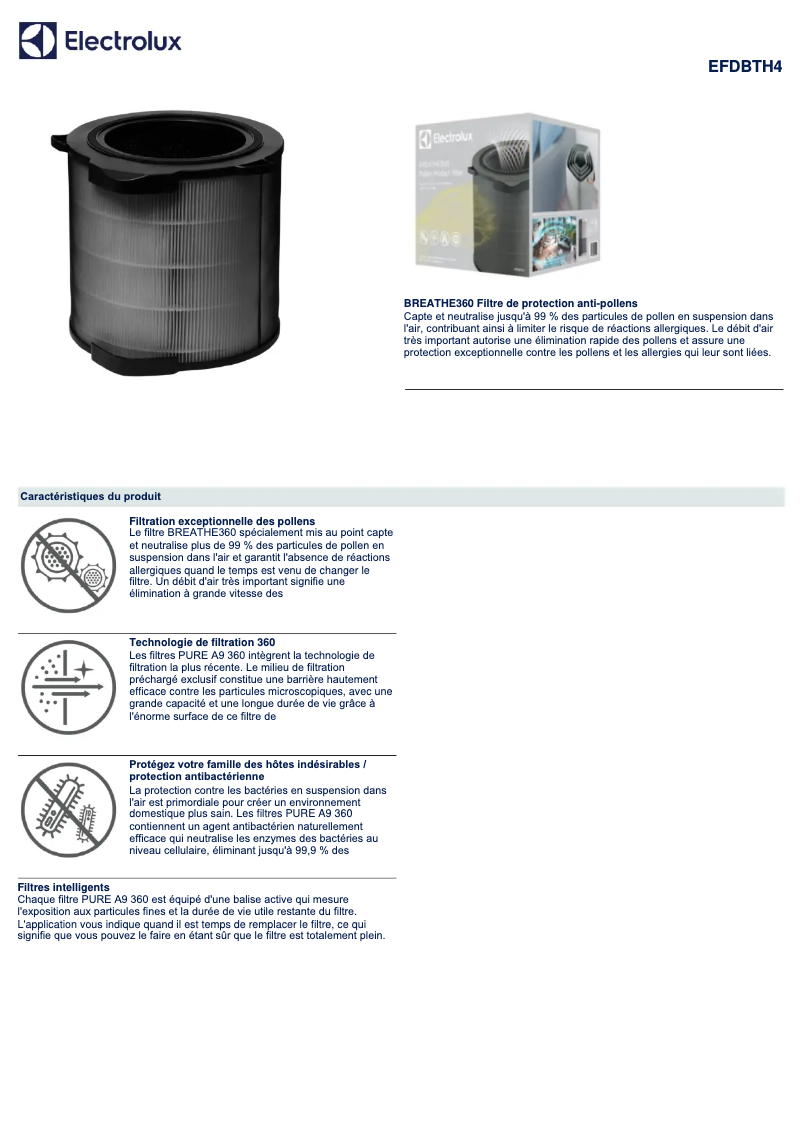 Page 1 of the manual User Manual Electrolux EFDBTH4