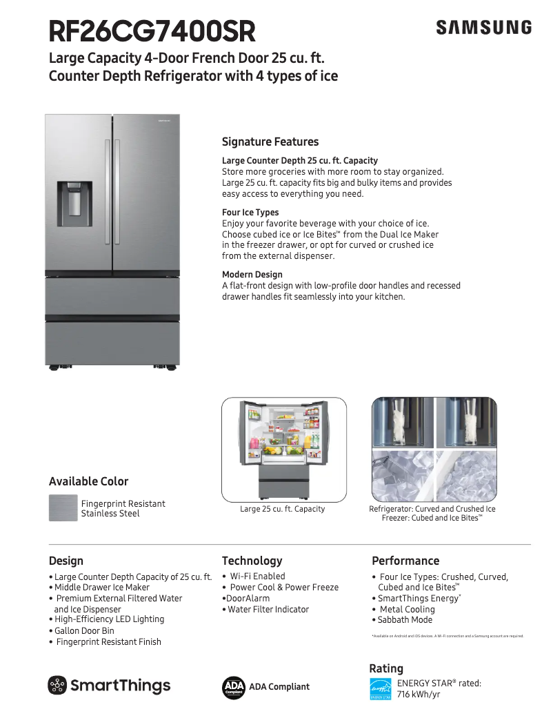 First page image of the manual for RF26CG7400S