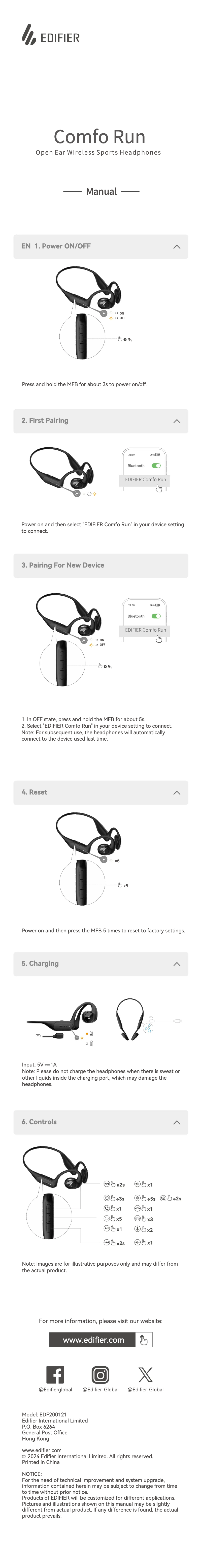 Page 1 of the manual User Manual Edifier Comfo Run