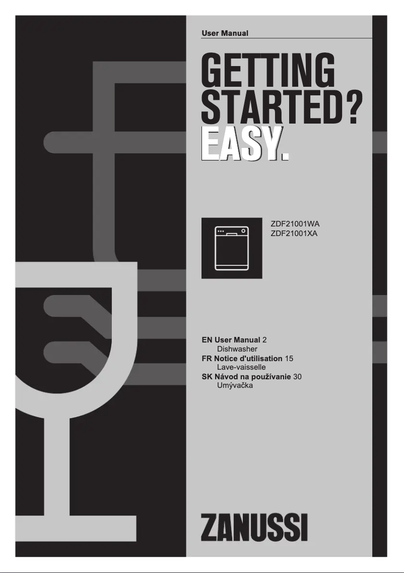 First page image of the manual for ZDF21001WA