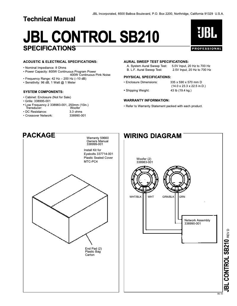 First page image of the manual for Control SB210