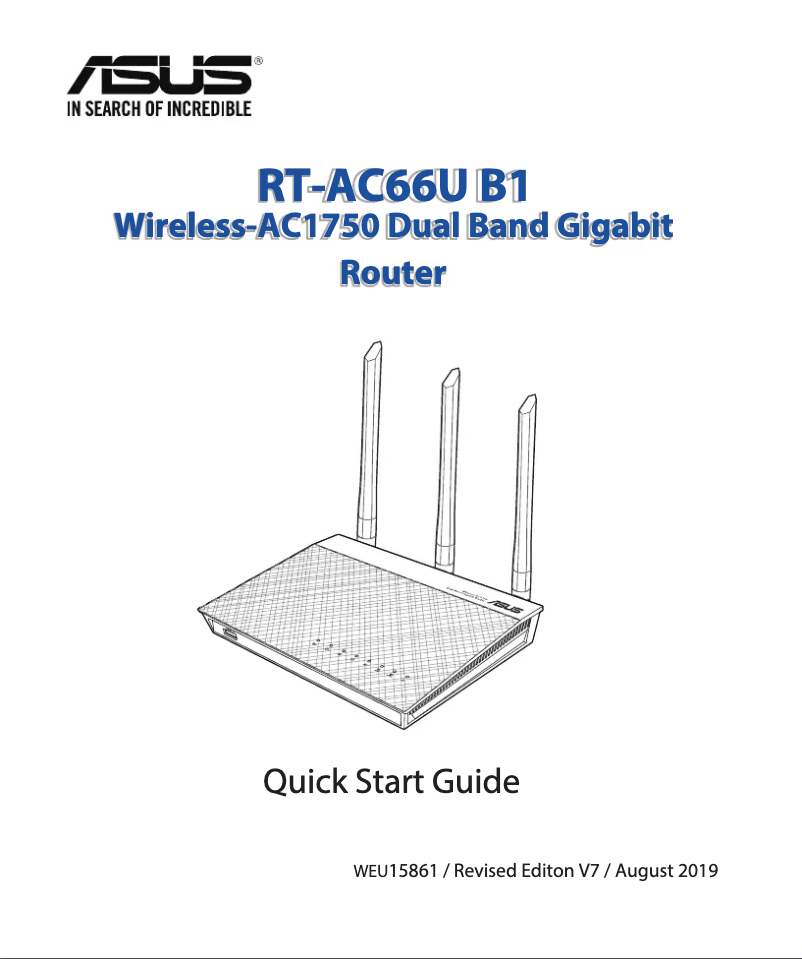 Page 1 of the manual Quick Start Guide Asus RT-AC66U+