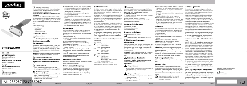 First page image of the manual for IAN 285987