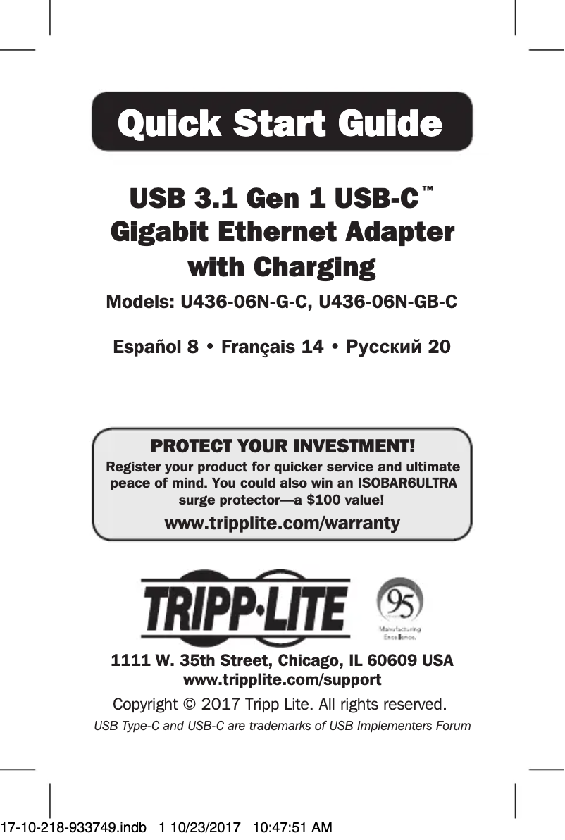 Image de la première page du manuel de l'appareil U436-06N-GB-C