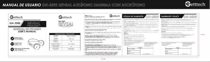 First page image of the manual for GH-3500G