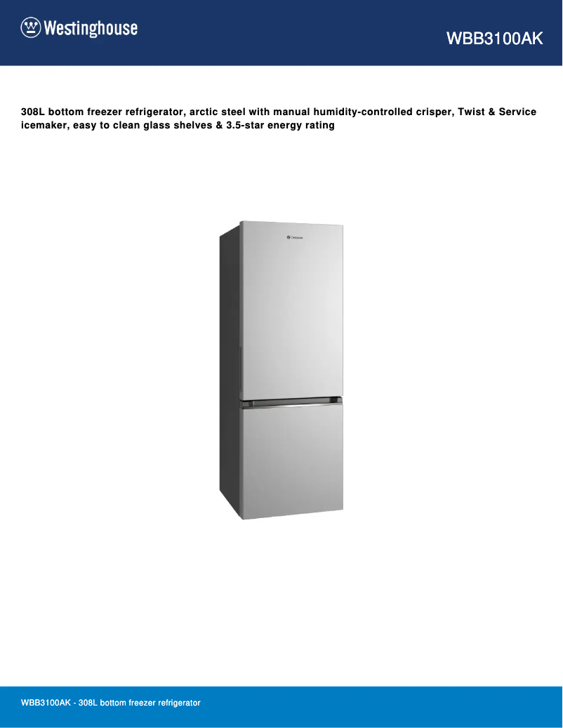 First page image of the manual for WBB3100AK