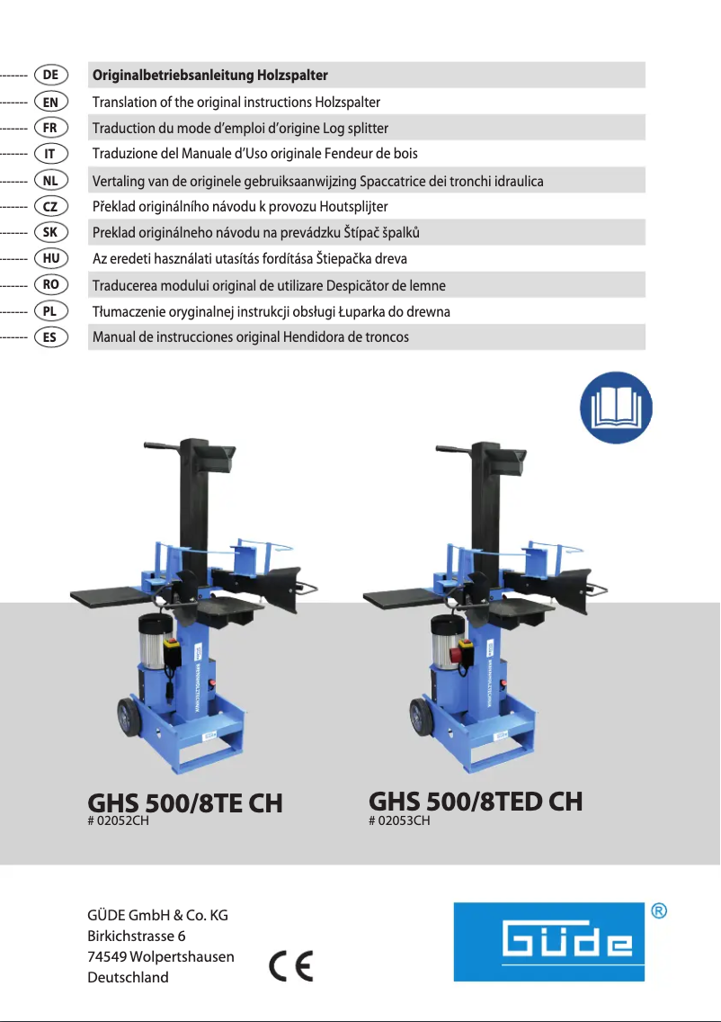 First page image of the manual for GHS 500/8TE CH