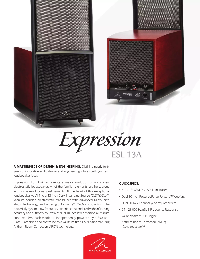 First page image of the manual for Expression ESL 13A