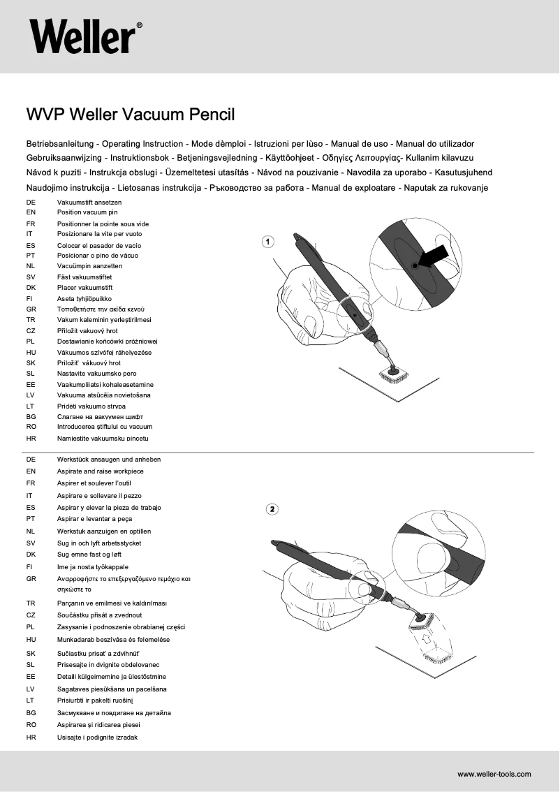 Page 1 of the manual User Manual Weller WVP