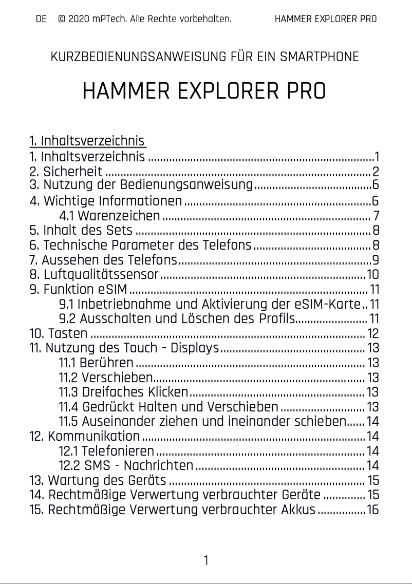 First page image of the manual for Explorer PRO