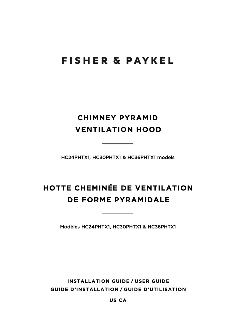 Page 1 de la notice Guide d'installation Fisher & Paykel HC36PHTX1 N