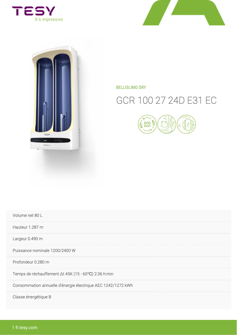 First page image of the manual for BelliSlimo Dry 100