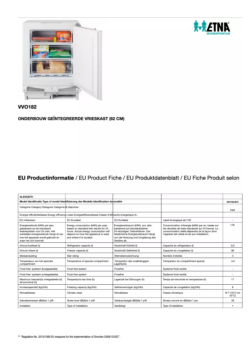 First page image of the manual for VVO182