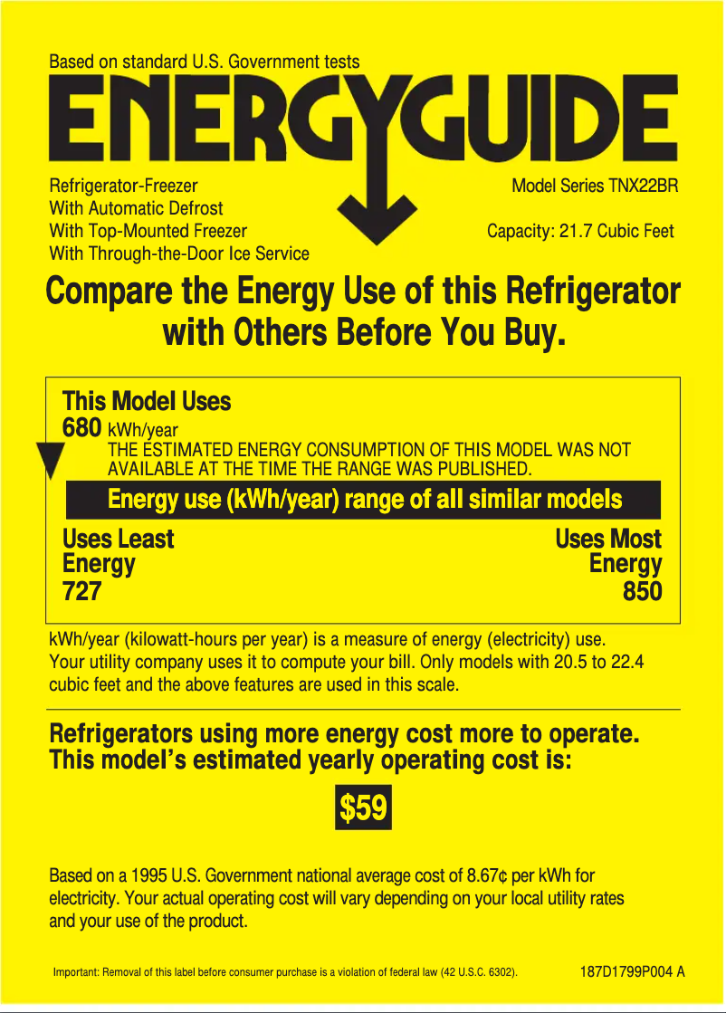 First page image of the manual for Profile Performance TNX22BRCRWW