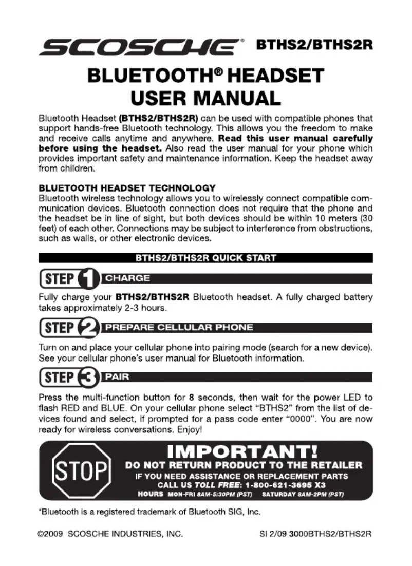 First page image of the manual for BTHS2R