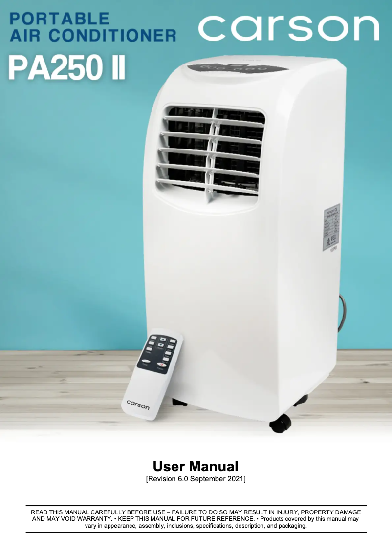 First page image of the manual for PA250 II