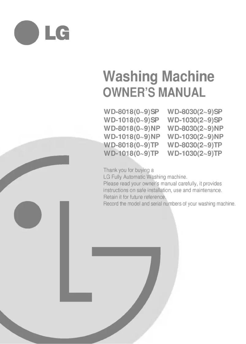 Page 1 of the manual User Manual LG WD-80185TP