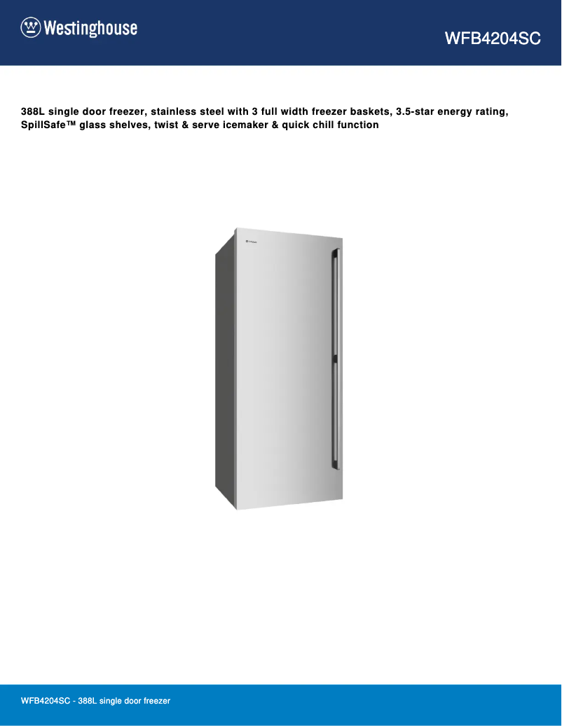 First page image of the manual for WFB4204SC