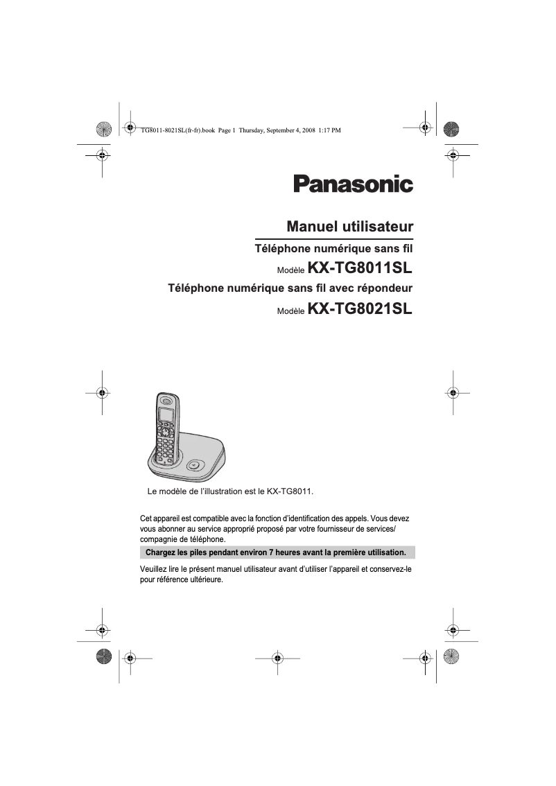 Page 1 of the manual User Manual Panasonic KX-TG8011SL