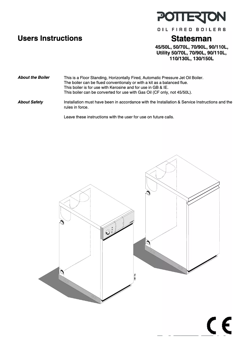 Page 1 of the manual User Manual Potterton Statesman 70/90L