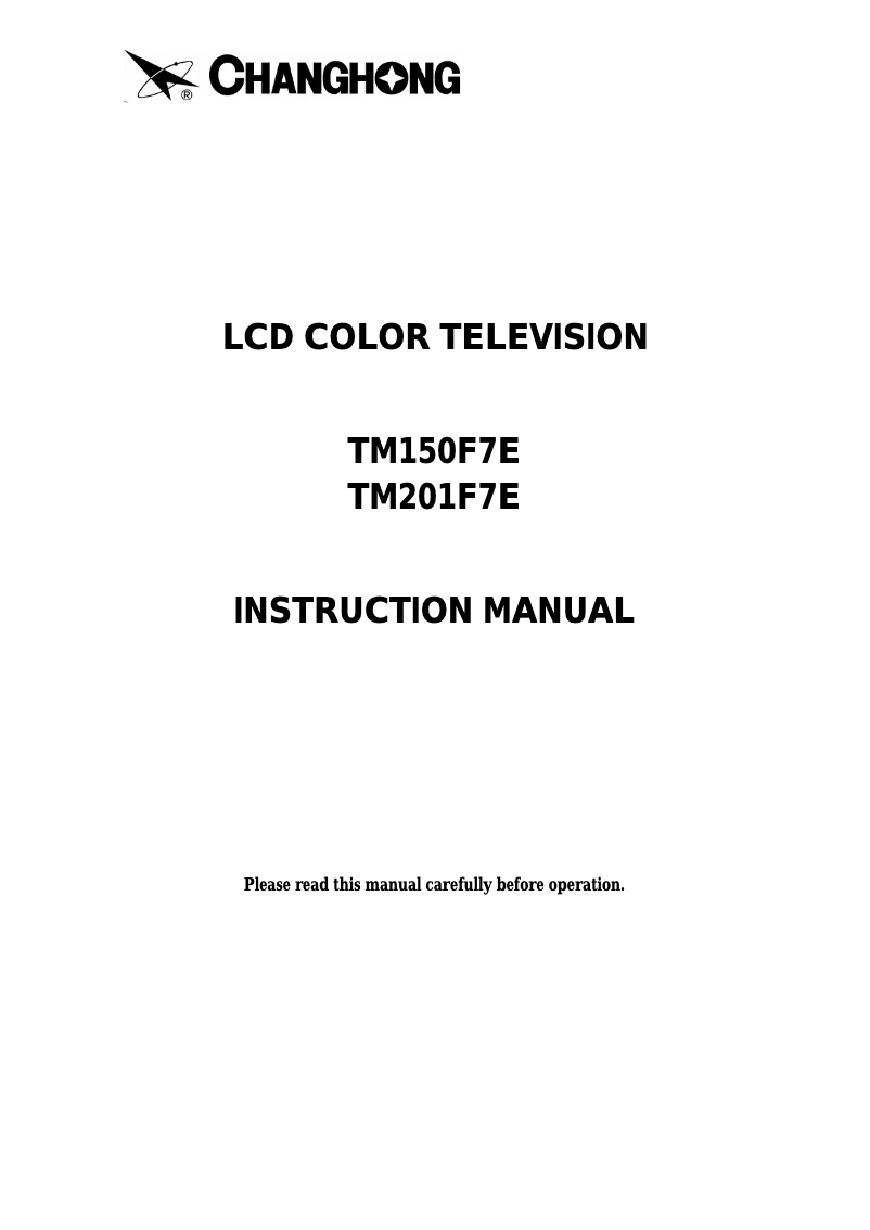 First page image of the manual for TM150F7E