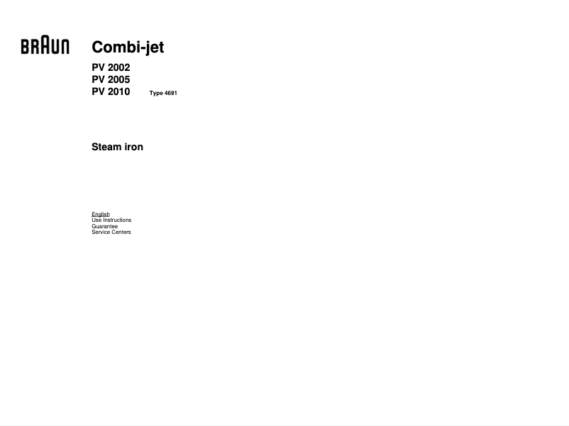 Page 1 of the manual User Manual Braun Combi-Jet PV 2005
