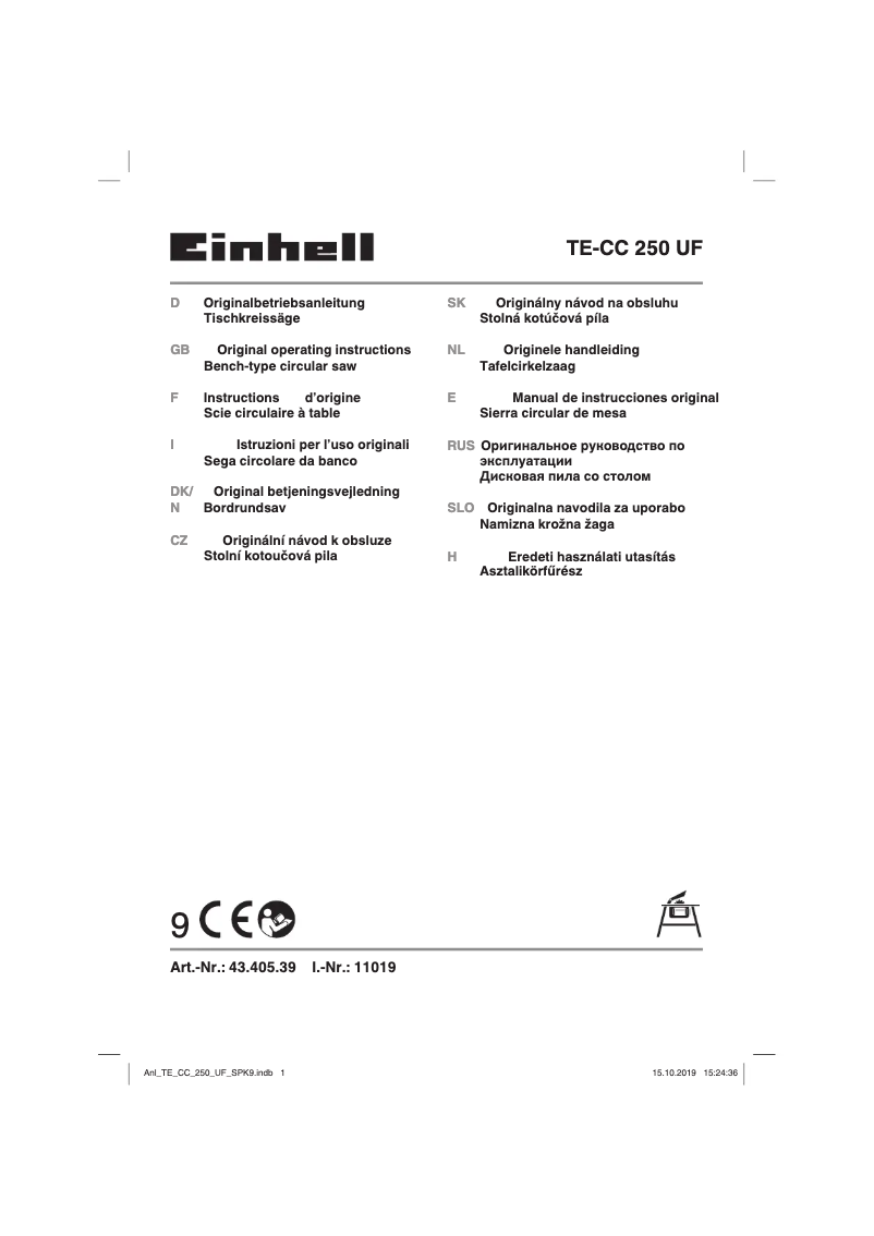 First page image of the manual for TE-CC 250 UF