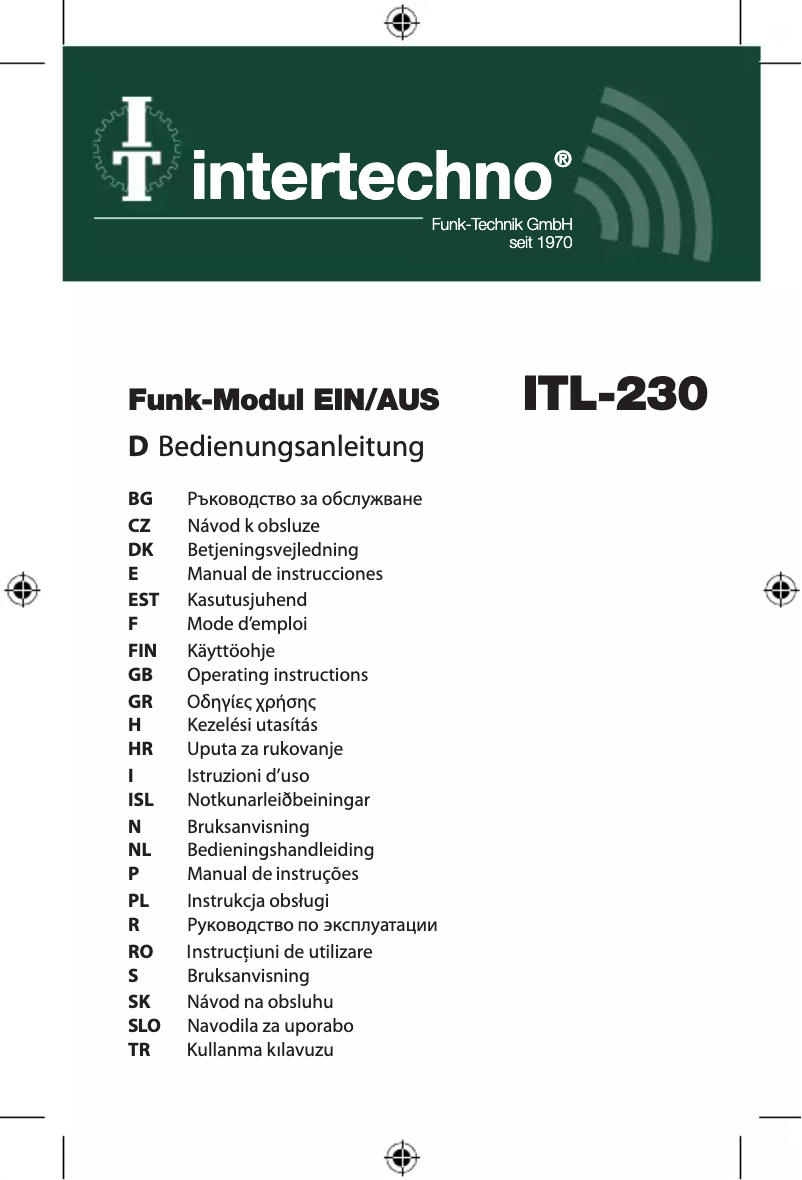 Image de la première page du manuel de l'appareil ITL-230