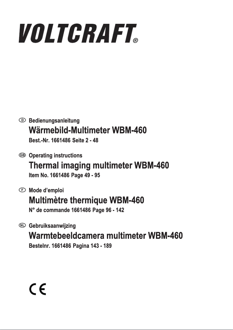 First page image of the manual for WBM-460