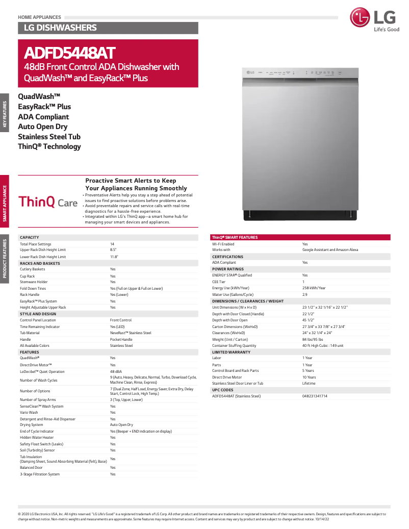 First page image of the manual for ADFD5448AT