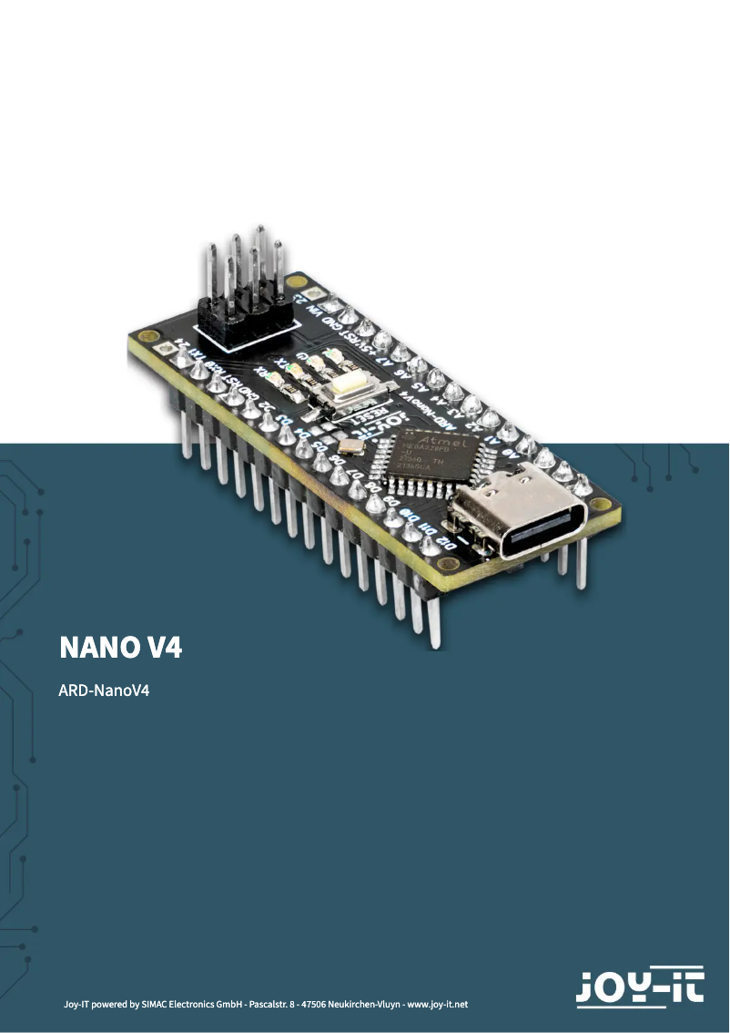 Page 1 of the manual User Manual Joy-It ARD-NanoV4