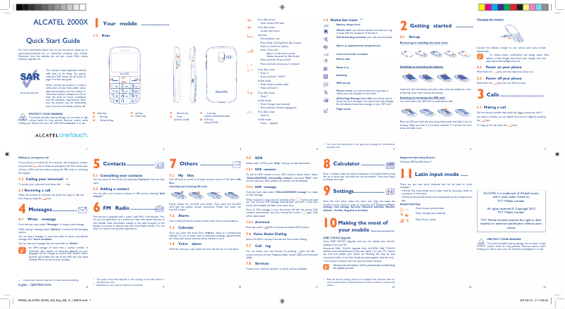 First page image of the manual for One Touch 20-00X