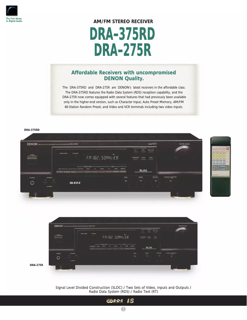 Page 1 of the manual User Manual Denon DRA-275R
