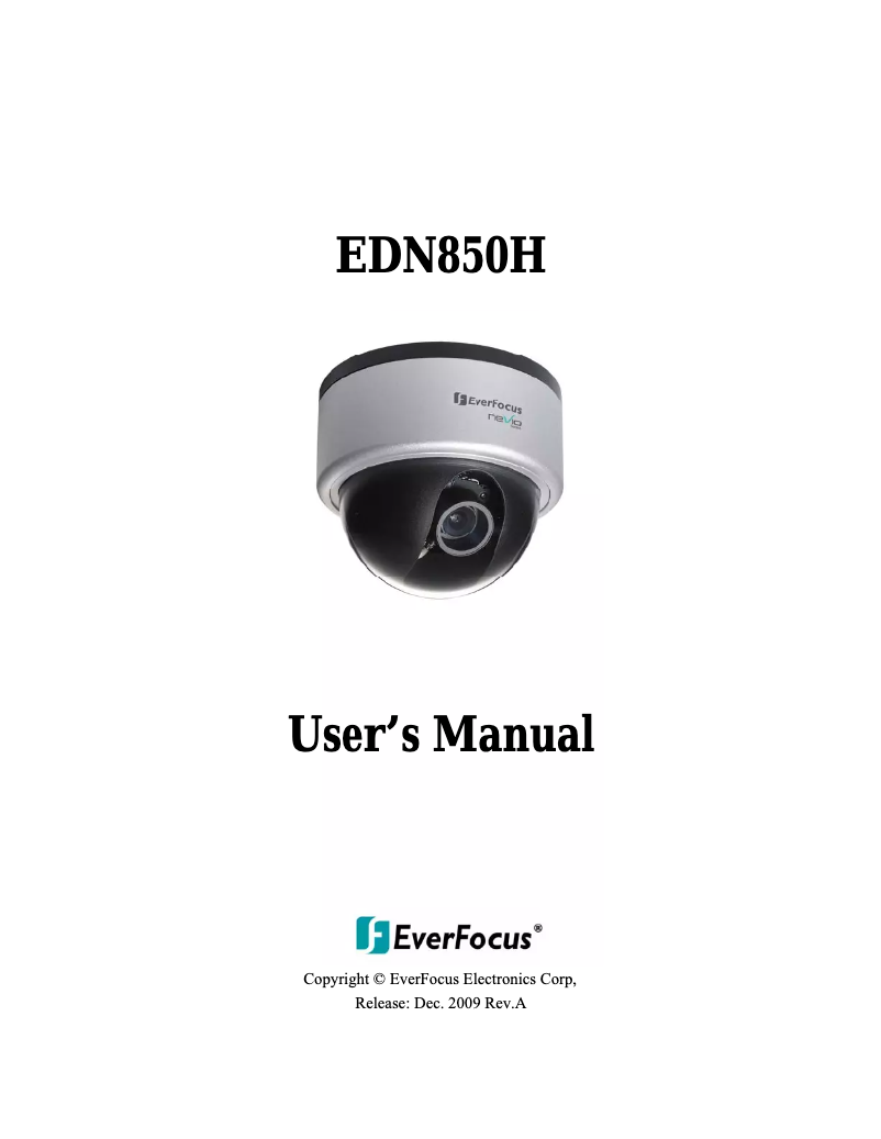 Page 1 of the manual User Manual EverFocus EDN850H
