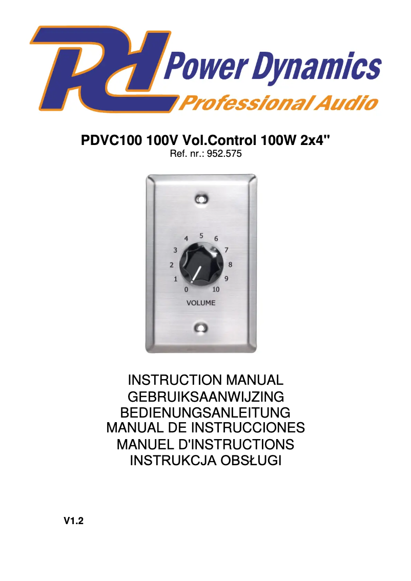 Page 1 de la notice Manuel utilisateur Power Dynamics PDVC100