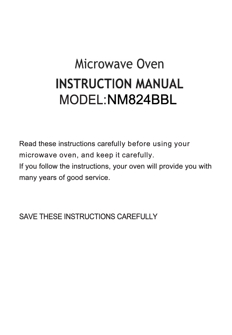 First page image of the manual for NM824BBL